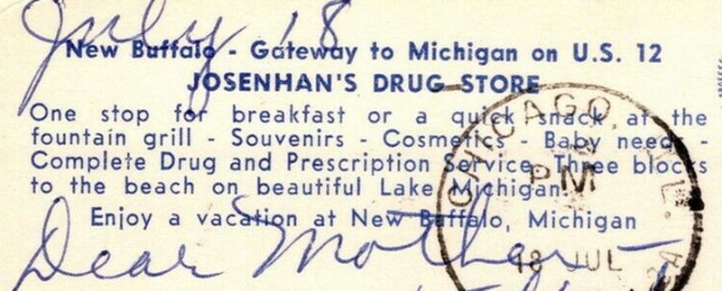 Josenhans Drug Store - Vintage Postcard